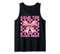 Funny Flamingo Girl Mom Pink Coquette Calm The Flock Down Tank Top