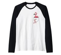 Funny Flamingo In A Pocket - Cute Flamingo Lovers Raglan Baseball Tee