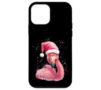 Funny flamingo watercolor Christmas secret santa hat xmas Case for iPhone 12 mini