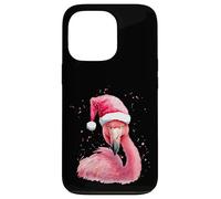Funny flamingo watercolor Christmas secret santa hat xmas Case for iPhone 13 Pro