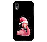 Funny flamingo watercolor Christmas secret santa hat xmas Case for iPhone XR