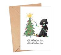 Funny Flat Coated Retriever Christmas Card - Oh Christmas Tree Card - Cute Pet Holiday Greeting Card - Animal Lover Gift Card - Cute Flat Coated Retriever Christmas Card - Dog Christmas Greeting Card