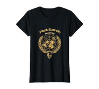 Funny Flat Earth Society Design with Alien | Science Joke T-Shirt, Women, Black, X-Small