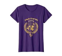 Funny Flat Earth Society Design with Alien | Science Joke T-Shirt, Women, Purple, Large