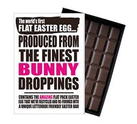 Funny Flat Easter Egg Alternative Chocolate Bar Greeting Card Bunny Gifts Men Women UK Novelty Boxed Belgian Milk Present for Men Wome Gift Idea for Him or Her