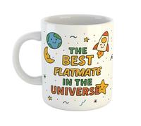 Funny Flatmate Mug - “The Best Flatmate in The Universe” Gift - Cute Coffee Cup for Colleagues, Friends or Coworkers - 11oz Ceramic
