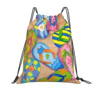 Funny Flip Flops Slippers Art Sandals Fabric Drawstring Bags, Multifunctional Drawstring Gym Bag Lightweight Waterproof Backpack String Bag, Personalised Drawstring Sack Sport Bag For Adults Teens