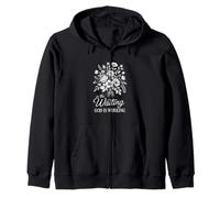 Funny Floral God Is Working In The Waiting Saying Zip Hoodie