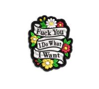 Funny Floral Quote Embroidered Patch - Rebel Typography Iron On Badge for Jacket Backpack Vest Hat - Cottagecore Inspired Sew On Emblem with Bold Retro Humor Style