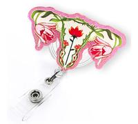 Funny Floral Uterus Badge Reel Retractable for Labor and Delivery Nurse, OB/GYN Badge Reel, L&D Badge Clip, Cute Gynecology Ovaries Badge Holder with Alligator Clip & 24” Durable Nylon Cord | Acrylic