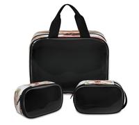 Funny Flower Giraffe Makeup Bag for Women Men, Translucent Cosmetic Bag Wash Pouch Shower Bag 3 Pcs Travel Toiletry Toiletries Cosmetic Organizer