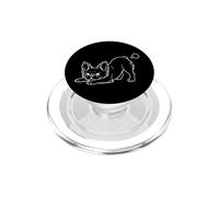 Funny Fluffy French Bulldog White Line Art PopSockets PopGrip for MagSafe