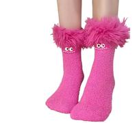 Funny Fluffy Socks Womens Ugly Socks Women Ladies' Big Mouthed Plush Sock Fleece Lined Thickened Warm Coral Fleece Sleeping Sock For Women Men