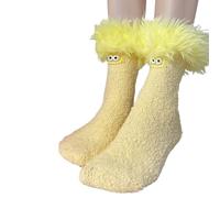 Funny Fluffy Socks Womens Ugly Socks Women Ladies' Big Mouthed Plush Sock Fleece Lined Thickened Warm Coral Fleece Sleeping Sock For Women Men