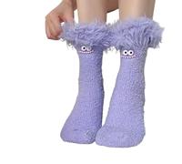 Funny Fluffy Socks Womens Ugly Socks Women Ladies' Big Mouthed Plush Sock Fleece Lined Thickened Warm Coral Fleece Sleeping Sock For Women Men