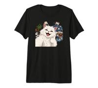 Funny Fluffy White Kitten CAT Selfie Thumbs UP Messy Room Premium T-Shirt