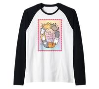 Funny Flying Cats Cute Kawaii Neko Kitten Cherry Blossom Raglan Baseball Tee
