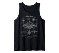 Funny Flying Saucer UFO Blueprint Da Vinci Sketch Tank Top