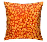 Funny Food Baked Beans Realistic Print Pillow Covers Decorative Throw Pillowcase 18x18 Inch Square Couch Cushion Cover for Home Decor Sofa Living Room Bed Car Sofa