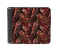 Funny Food Beef Slim Men's Wallets Soft Front Pockets Bifold Wallet with ID Credit Card Holder