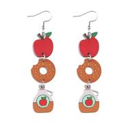 Funny Food Earrings Cute Taco Hamburger Dangle Earrings Hamburger Fried Shrimp Egg Cookie Ice Cream Imitation Earrings Decoration, M, Zinc, No Gemstone