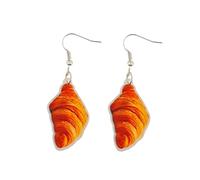 Funny Food Earrings Cute Taco Hamburger Dangle Earrings Hamburger Fried Shrimp Egg Cookie Ice Cream Imitation Earrings Decoration, M, Zinc, No Gemstone