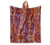Funny Food Fried Bacon 3D Realistic Print Flannel Fleece Blanket Lightweight Cozy Bed Blankets Soft Throw Blanket Fit Couch Sofa for for Home Bedding Living Room Traveling Camping 50 X40