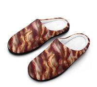 Funny Food Fried Bacon Funny Men's Cotton Slippers Shoes Novelty Soft Non-Slip Sole Home Shoe