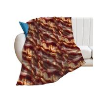Funny Food Fried Bacon Novelty Throw Blanket Lightweight Soft Flannel Blankets for Bed Couch Sofa