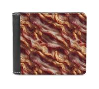 Funny Food Fried Bacon Slim Men's Wallets Soft Front Pockets Bifold Wallet with ID Credit Card Holder