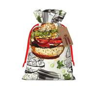 Funny Food Hamburgers and Mugs Gift Bag with Handles and tag, Perfect for Christmas, Birthday, Wedding or Daily Gift - (S)