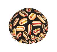 Funny Food Hot Dogs Reusable Luxury Shower Cap For Women, Double Layer Protective Elastic For Ladies Salon Spa
