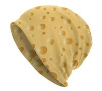 Funny Food Pattern Beanie Winter Hats Chemo Hat Cancer Headwear Knitted Hats Baggy Slouchy Skull Cap Nightcap for Men Women, Cheese, One size