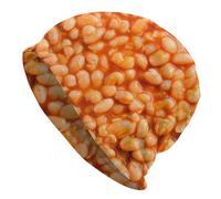 Funny Food Pattern Beanie Winter Hats Chemo Hat Cancer Headwear Knitted Hats Baggy Slouchy Skull Cap Nightcap for Men Women, Baked Beans, One size
