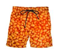 Funny Food Shorts Beach Trousers Unisex Men's Swimming Shorts Women, Sausage Pork Belly Pasta Fries Fast Food Print Shorts Personalised Clothing Cosplay Party Summer Board Shorts, pink, S