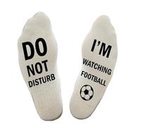 Funny Foot letter socks，Do Not Disturb I'm Watching Football, for Men Women Football Lovers Gift,for Men Birthday Present Who Have Everything,Sports gift,Gift for Family Friend(White)