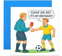 Funny Football Birthday Card for Him, Red Card from Ref Joke, For Son Husband Dad Uncle Brother Grandson - Square, Blank Inside with Premium Envelope