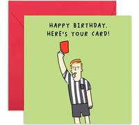 Funny Football Birthday Card for Son, Referee Red Cards, Humorous BDay Gift for Dad Husband Boyfriend, Blank Inside with Envelope