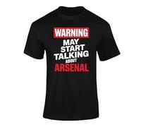 Funny Football Fan T Shirt Warning May Start Talking About Team Humour Tee Adults Kids Match Day Outfit Black XXXL Style 1