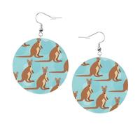 Funny For Kangaroo Zoo Leather Round Earrings Daily Accessories Working At Work Women'S Fashion