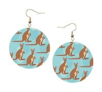 Funny For Kangaroo Zoo Leather Round Earrings Daily Accessories Working At Work Women'S Fashion