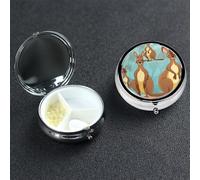 Funny for Kangaroo Zoo Pill Box 3 Compartment Round Metal Pill Case for Purse & Pocket, Portable Medicine Organizer Travel Pillbox Daily Pill Container Holder to Hold Vitamins, Fish Oil