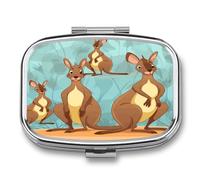 Funny for Kangaroo Zoo Pill Box Medicine Pill Organizer Small Pill Case Travel Pill Container Portable Pill Case for Pocket 2 Compartment Pill Holder Pill Boxes for Travel