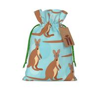 Funny for Kangaroo Zoo Print Drawstring linen gifts bag for Christmas Party,holiday packaging presents bags.