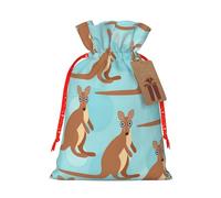 Funny for Kangaroo Zoo Print Drawstring linen gifts bag for Christmas Party,holiday packaging presents bags.