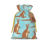 Funny for Kangaroo Zoo Print Drawstring linen gifts bag for Christmas Party,holiday packaging presents bags.