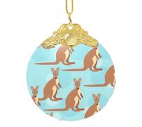 Funny for Kangaroo Zoo print Golden Glass Round Pendant - fit for holiday decoration, home and office decor