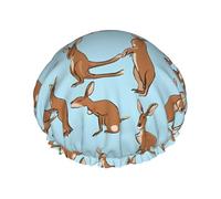 Funny For Kangaroo Zoo Print Premium Double Layer Shower Cap For Women With Reusable Shower Cap For Hair - Waterproof Plastic Cap - Shower Caps For Long, Short And Curly Hairs