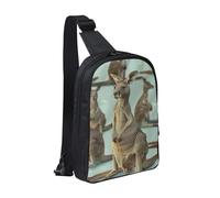 Funny for Kangaroo Zoo Print Printed Chest Bag Sling Bag for Men Women, Waterproof Crossbody Backpack Men Bag for Runner Workout Hiking Cycling Travel