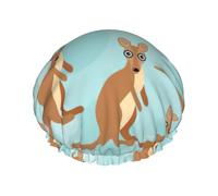Funny For Kangaroo Zoo Print Soft Lined Shower Cap, Double Layer Washable Wide Elastic Band Hair Shower Cap For Bath